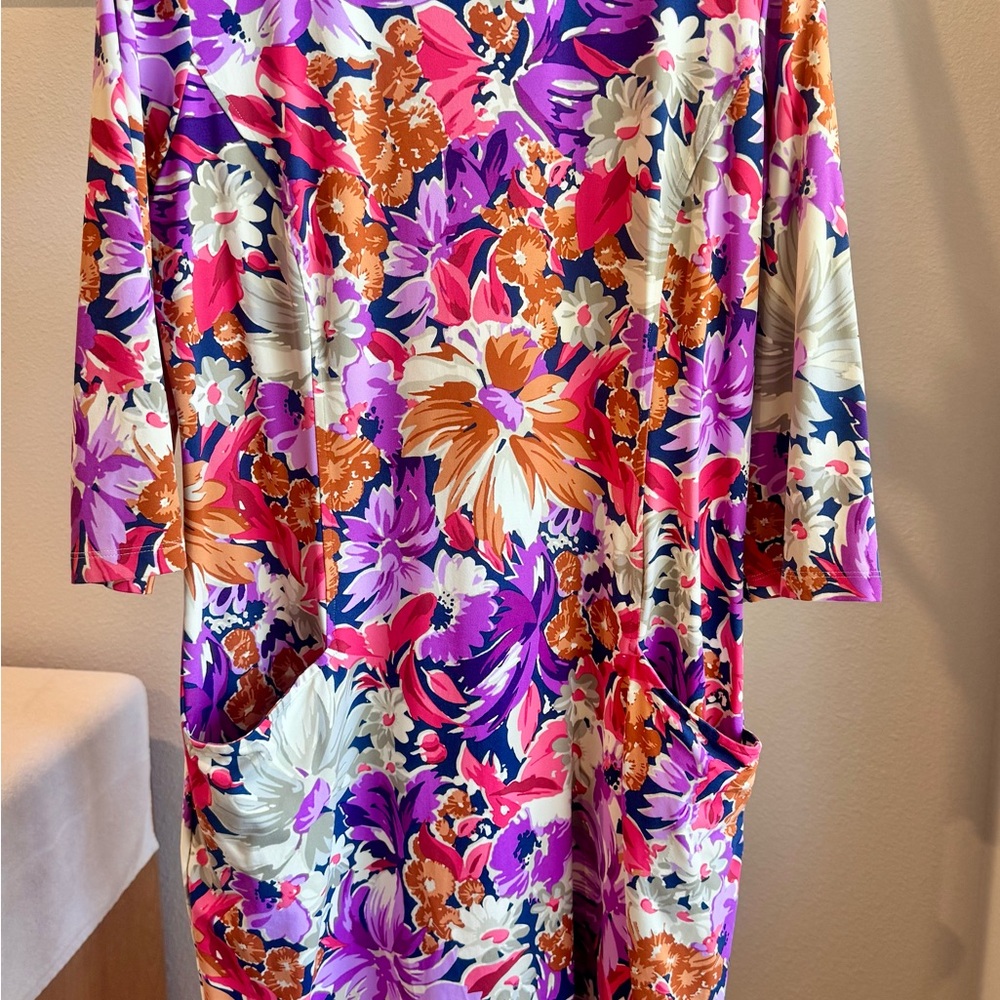 J. McLaughlin Floral Print Dress in Purple, Pink & Orange